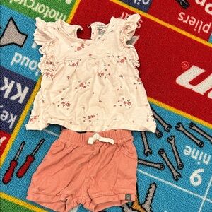 Gerber Floral Top and Pink Shorts Set